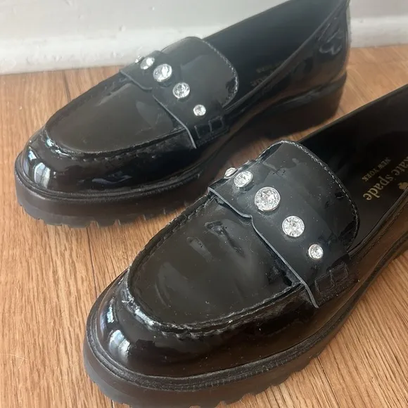 Kate Spade Prima Loafers in Black Patent Leather