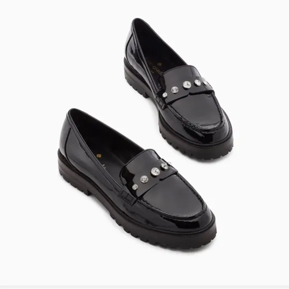Kate Spade Prima Loafers in Black Patent Leather