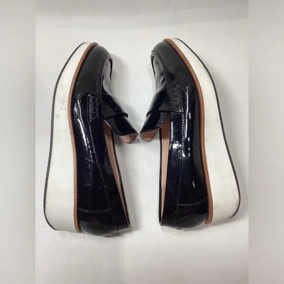 Kate Spade Priya Platform Wedge Oxford Patent Leather Loafers In Black Size 10.5