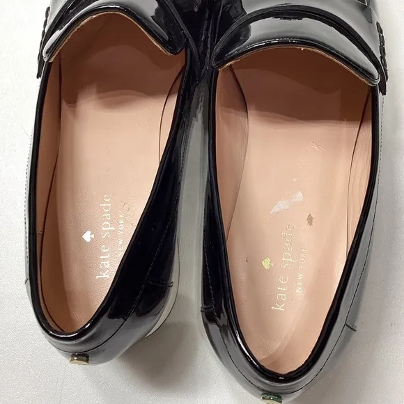 Kate Spade Priya Platform Wedge Oxford Patent Leather Loafers In Black Size 10.5