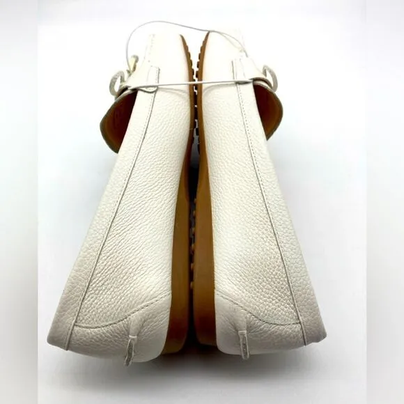 Kate Spade Sheshire Tie White Pebble Leather Bow Loafers Size 8,5B Like New