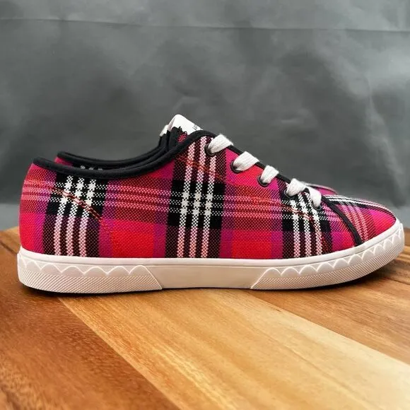 Kate Spade Vale Women’s Pink/Red Plaid Canvas Sneakers  Size 8