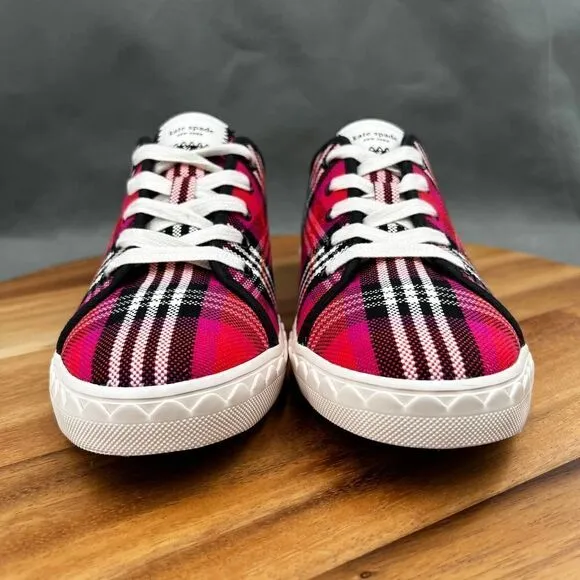 Kate Spade Vale Women’s Pink/Red Plaid Canvas Sneakers  Size 8