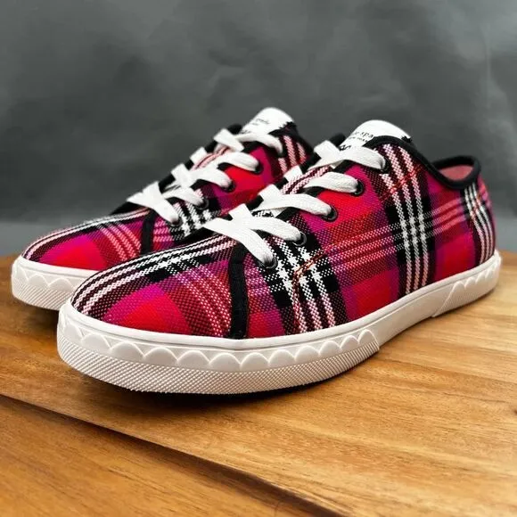 Kate Spade Vale Women’s Pink/Red Plaid Canvas Sneakers  Size 8