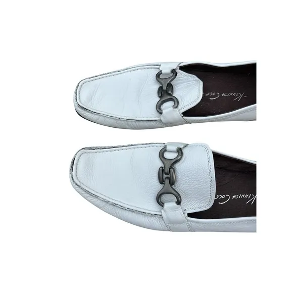 Kenneth Cole New York Mens White Leather Loafers Slip On Turbo Switch  Size 10M