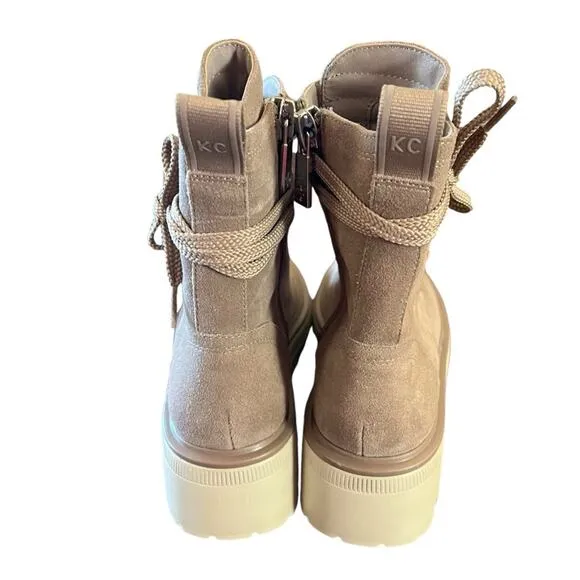 Kenneth Cole Radell Lace Up Suede Combat Boots Lug Sole NEW Size 6