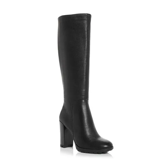 KENNETH COLE Womens Black Justin 2.0 Toe Block Heel Leather Heeled Boots 9 M