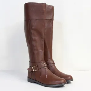 Kenneth Cole Women's Brown Buckle Accent with Gold Heel Riding Boot Size 6 NWOT