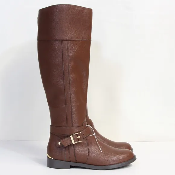 Kenneth Cole Women's Brown Buckle Accent with Gold Heel Riding Boot Size 6 NWOT