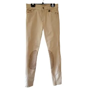 Kids Ovation Euroknit Melange X-Grip Knee Patch Euroseat Breeches Tan 16