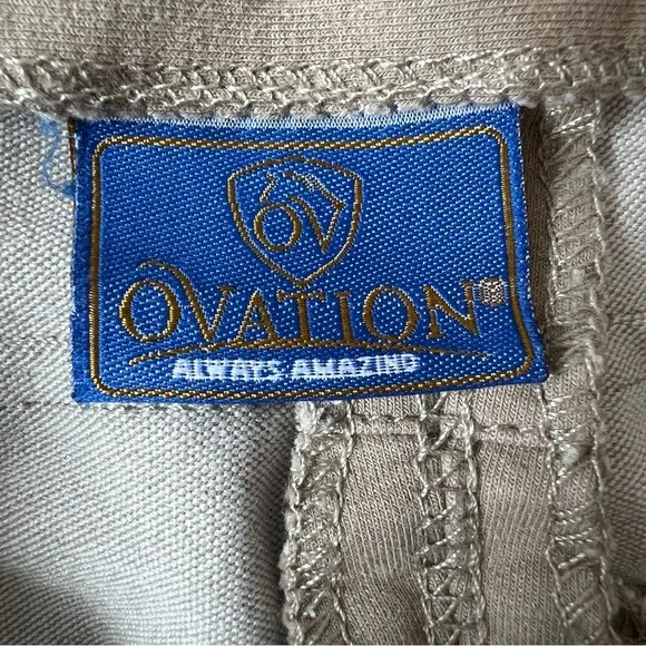 Kids Ovation Euroknit Melange X-Grip Knee Patch Euroseat Breeches Tan 16