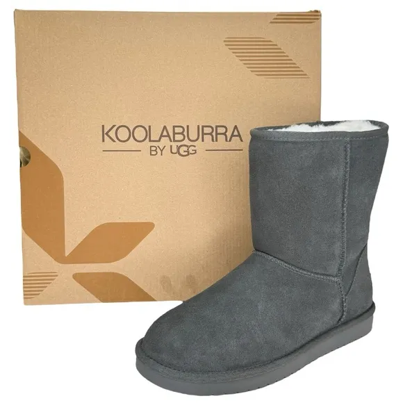 Koolaburra by UGG Koola Short Grey Suede Leather Womens Mid-Calf Boots Size 9M