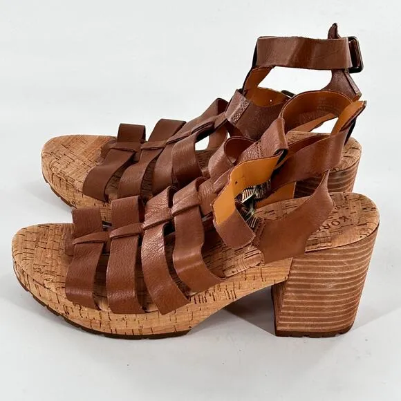 Kork Ease Camille Sandals 9 NWOT Tan Leather Fisherman Heel Comfort