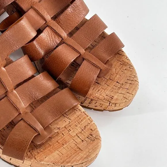 Kork Ease Camille Sandals 9 NWOT Tan Leather Fisherman Heel Comfort