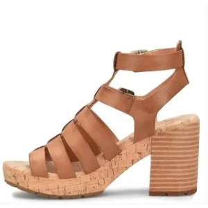 Kork Ease Camille Sandals 9 NWOT Tan Leather Fisherman Heel Comfort