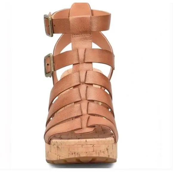 Kork Ease Camille Sandals 9 NWOT Tan Leather Fisherman Heel Comfort
