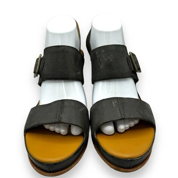 Kork-Ease San Carlos Distressed Slingback Platform Sandals, Dark Grey, Size 11
