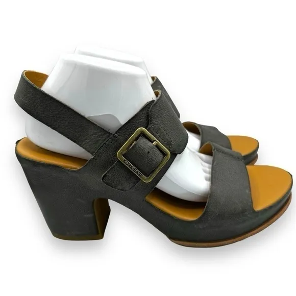 Kork-Ease San Carlos Distressed Slingback Platform Sandals, Dark Grey, Size 11
