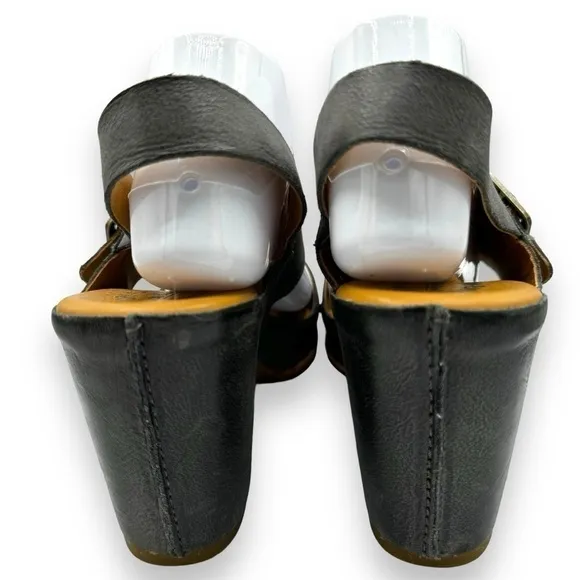 Kork-Ease San Carlos Distressed Slingback Platform Sandals, Dark Grey, Size 11