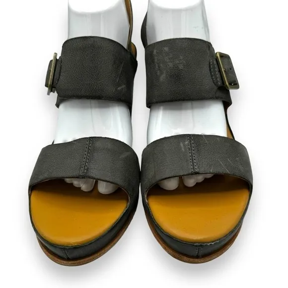 Kork-Ease San Carlos Distressed Slingback Platform Sandals, Dark Grey, Size 11