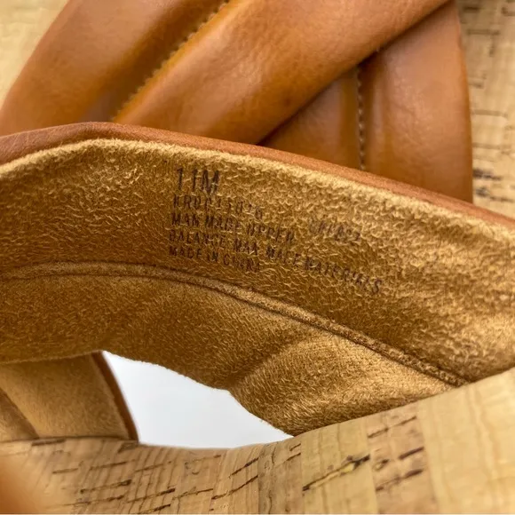 Korks platform leather cork slide tan sandals women Size 11M