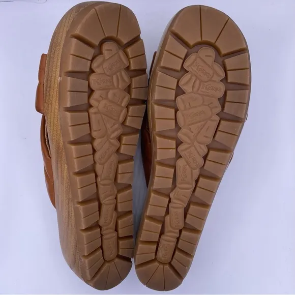 Korks platform leather cork slide tan sandals women Size 11M