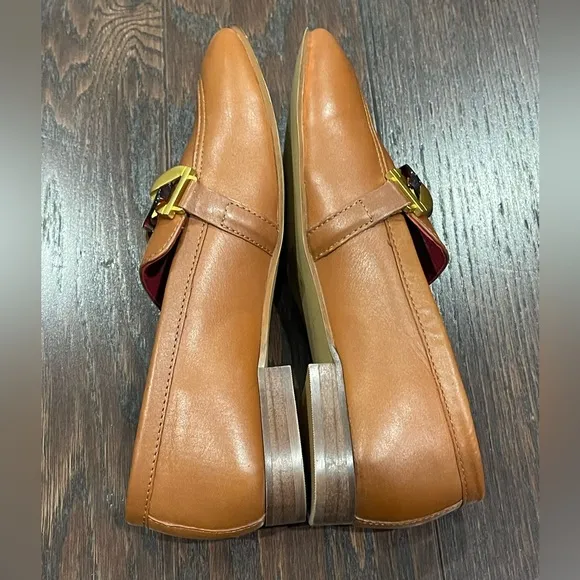Kurt Geiger London Kiara Camel Leather Gold Chain Loafers Woman EU38/7.5 Classic