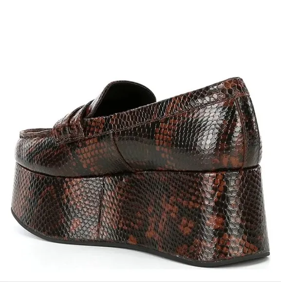 Kurt Geiger London Mayfair Snake Print Leather Platform Loafers