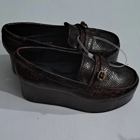 Kurt Geiger London Mayfair Snake Print Leather Platform Loafers