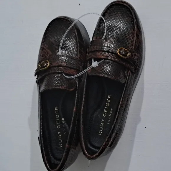 Kurt Geiger London Mayfair Snake Print Leather Platform Loafers