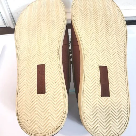Lacoste size 12  Mens leather loafers two tone  B4  Top A