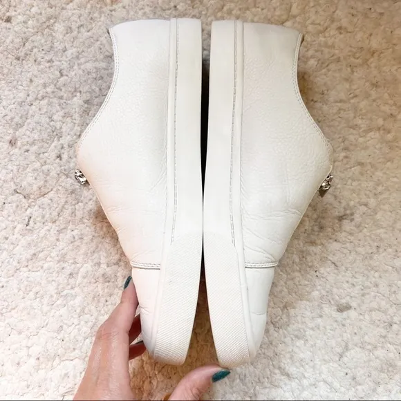 LAFAYETTE 148 White Pebbled Grain Leather Bade Sneaker Size 9.5