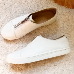 LAFAYETTE 148 White Pebbled Grain Leather Bade Sneaker Size 9.5