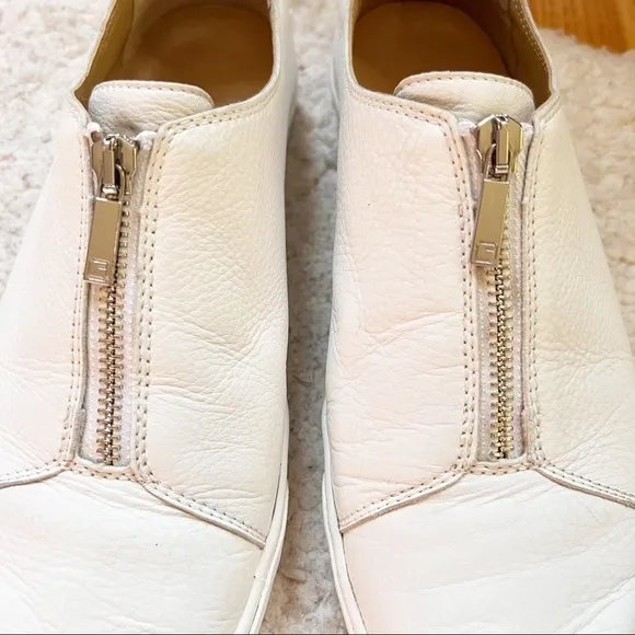 LAFAYETTE 148 White Pebbled Grain Leather Bade Sneaker Size 9.5