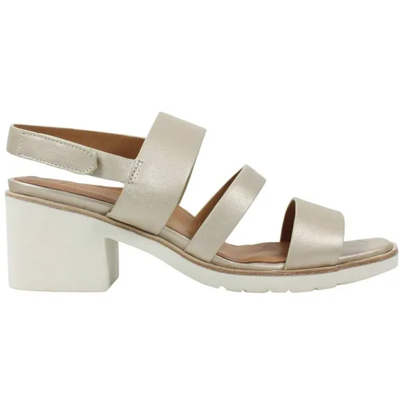L'Amour Quennell Platino Pearl Leather Slingbacks Block heel comfortable Sandals