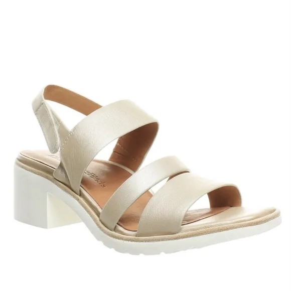 L'Amour Quennell Platino Pearl Leather Slingbacks Block heel comfortable Sandals