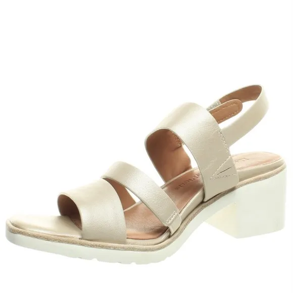 L'Amour Quennell Platino Pearl Leather Slingbacks Block heel comfortable Sandals