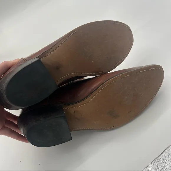 Laredo Brown Leather Cowboy Western Boots Men’s Heeled Round Toe