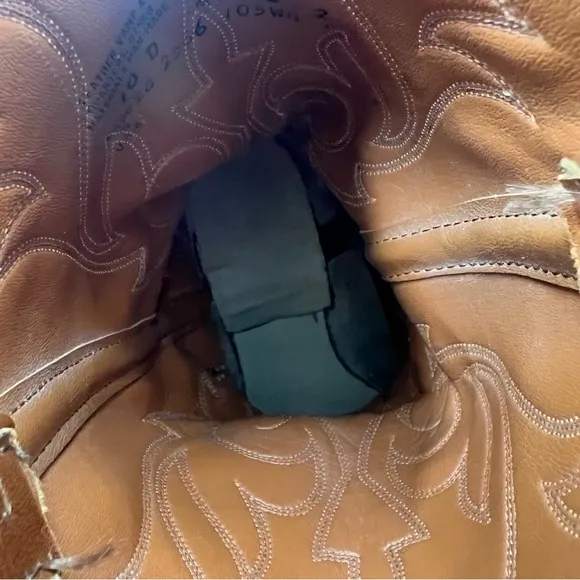 Laredo Brown Leather Cowboy Western Boots Men’s Heeled Round Toe