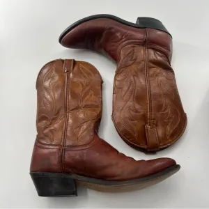 Laredo Brown Leather Cowboy Western Boots Men’s Heeled Round Toe