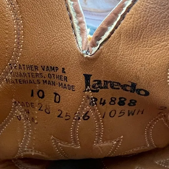 Laredo Brown Leather Cowboy Western Boots Men’s Heeled Round Toe