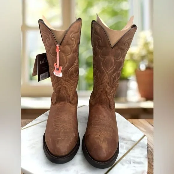 LAREDO Distressed Western Cowboy Boots Leather R Toe Size 8.5