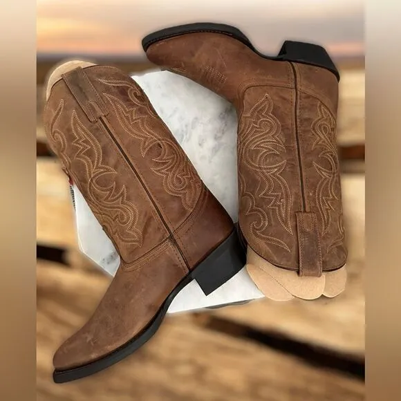 LAREDO Distressed Western Cowboy Boots Leather R Toe Size 8.5