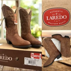 LAREDO Distressed Western Cowboy Boots Leather R Toe Size 8.5