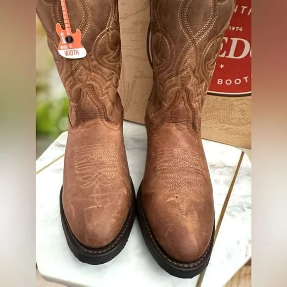 LAREDO Distressed Western Cowboy Boots Leather R Toe Size 8.5
