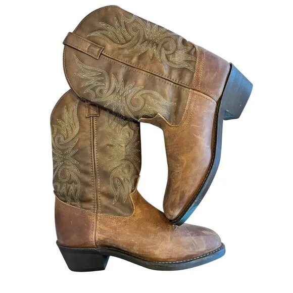 Laredo Mens Distressed  Round Toe Brown Western Boots Sz 8D   4242