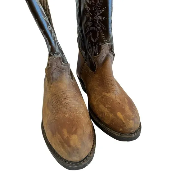 Laredo Mens Distressed  Round Toe Brown Western Boots Sz 8D   4242
