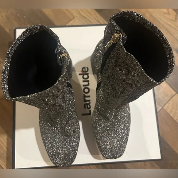 Larroude Dolly Platform Stretchy Silver Boots 👢