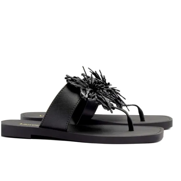 Larroude Hibiscus Sandals in Black, Size 10/11 NEW w/o Box