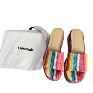 Larroude Rainbow Striped Sandals Vibrant Slip-On Comfort